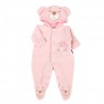 Macacão Soft para Bebê Urso com Touca Rosa - Tamanho Único