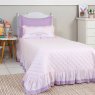 Kit Cama Solteiro com Babado 3 Peças Chuva de Amor Rosa / Lilás (Colchão 1,88 x 0,88)