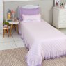 Kit Cama Solteiro com Babado 3 Peças Chuva de Amor Rosa / Lilás (Colchão 1,88 x 0,88)
