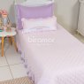 Kit Cama Solteiro com Babado 3 Peças Chuva de Amor Rosa / Lilás (Colchão 1,88 x 0,88)