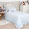 Kit Cama Solteiro com Babado 3 Peças Chuva de Amor Azul / Cinza (Colchão 1,88 x 0,88)