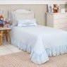 Kit Cama Solteiro com Babado 3 Peças Chuva de Amor Azul / Cinza (Colchão 1,88 x 0,88)