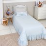 Kit Cama Solteiro com Babado 3 Peças Chuva de Amor Azul / Cinza (Colchão 1,88 x 0,88)