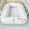 Bercinho Portátil Ninho para Bebê Sleep UM Bordado Inglês Piquet Branco
