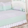 Kit Cama Babá 7 peças com Saia Lollipop Percal Chevron Elefantinho Mint - Exclusivo