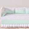 Kit Cama Babá 7 peças com Saia Lollipop Percal Chevron Elefantinho Mint - Exclusivo