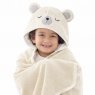 Toalha de Banho Kids Felpuda com Capuz Bichinho Urso Marfim