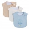 Trio de Babadores para Bebê Teddy Bear Azul, 3 peças Percal 180 Fios